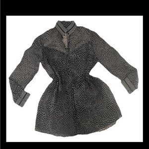 Rag & Bone M top blouse polka dot black shirt long sleeve